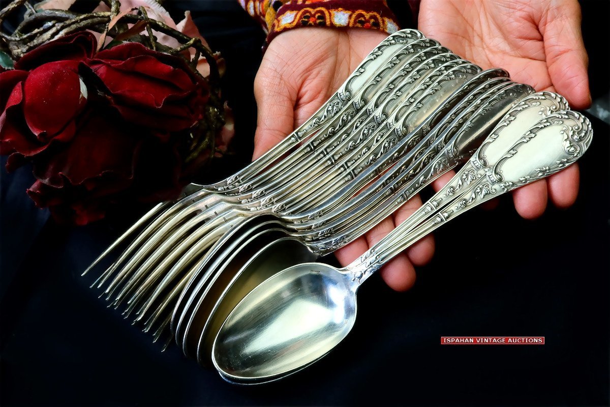 限定SALE，低価 1860年頃 SILVER フレンチアンティーク 仏蘭西 フランス オールド 純銀P. シルバー フォーク スプーン カトラリーセット 6客12本セット(カトラリー)｜売買されたオークション情報、yahooの商品情 カトラリー