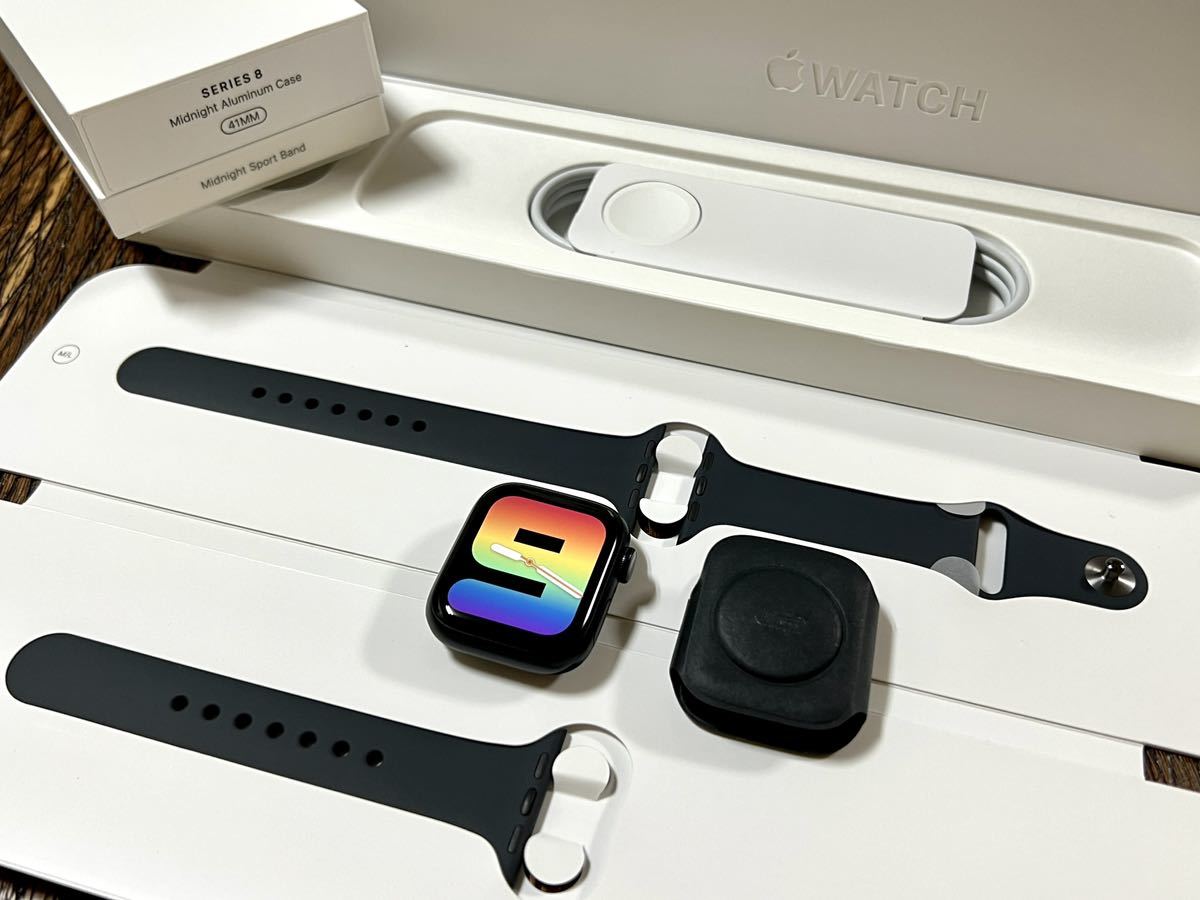 バッテリー100%】Apple Watch Series 8 41mm ミッドナイト 純正バンド 