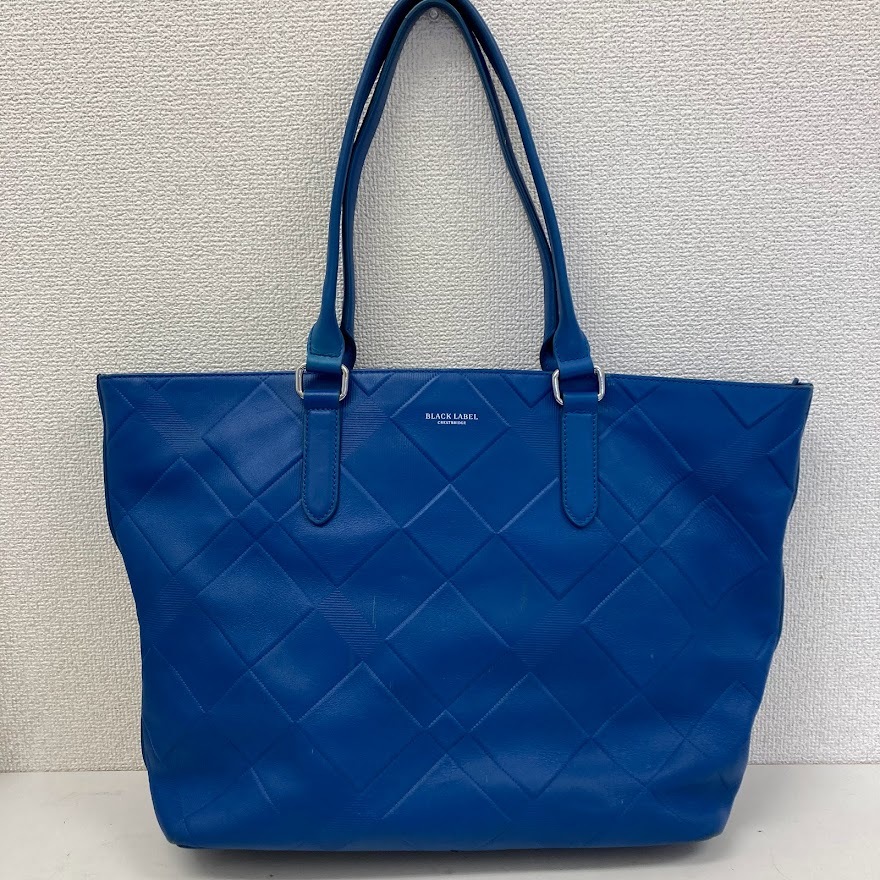 BLACK LABEL トートバッグ ブルー レザー バーバリーブラックレーベル