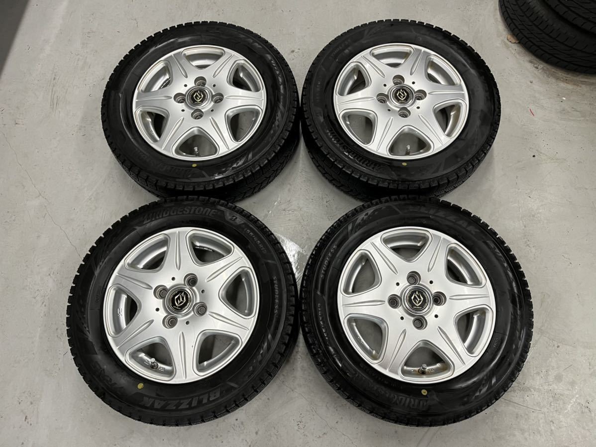送料無料☆2021年製☆【ブリヂストン・ブリザックVRX3】155/65/R13 スタッドレスタイヤ&アルミホイール4本セット☆PCD100 13×4J +43 