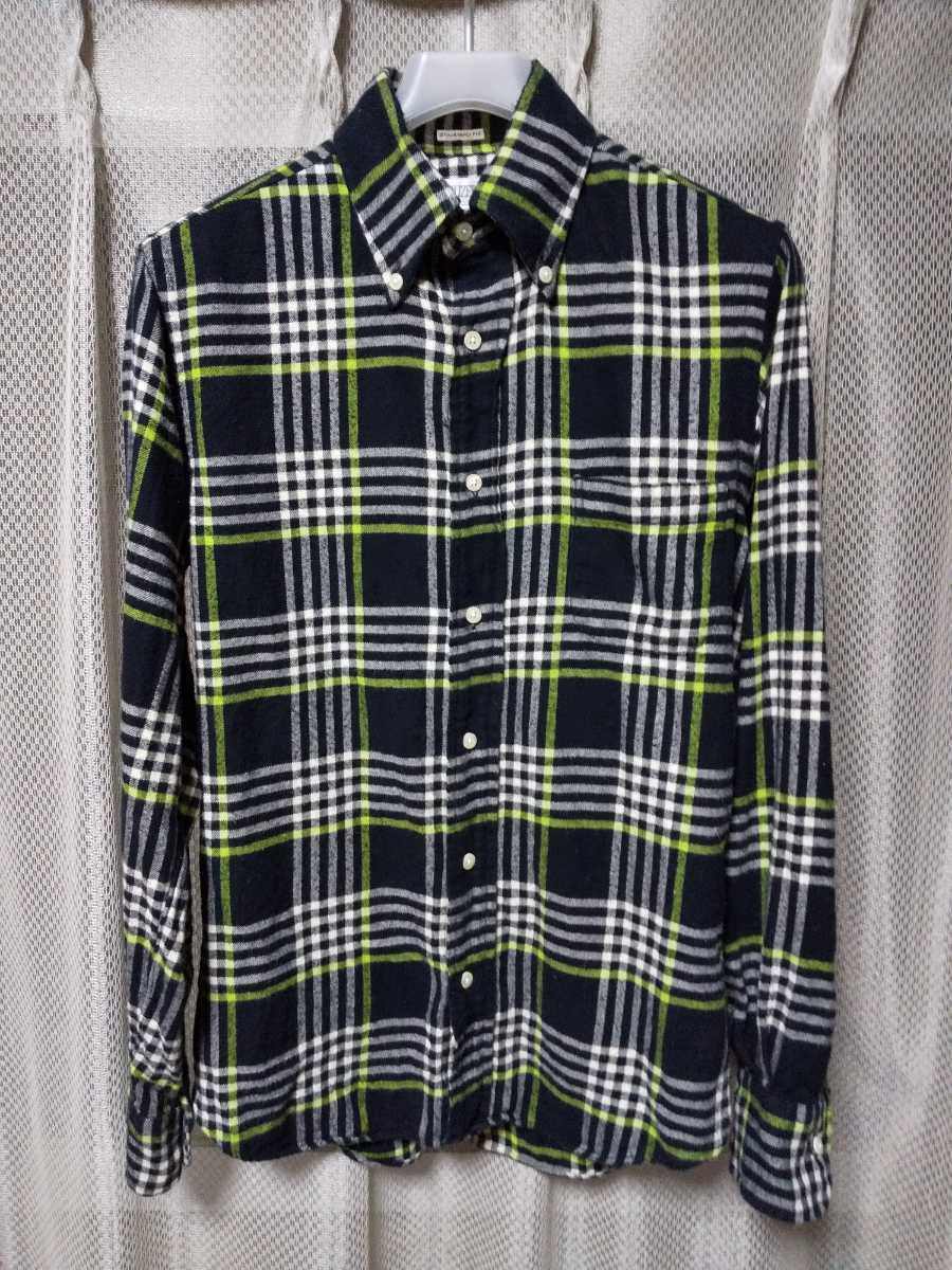 individualized shirts インディヴィジュアライズドシャツ BD 長袖 ネルシャツ (14.5) 14 1/2-32 Sサイズ チェック柄 ブラック USA製