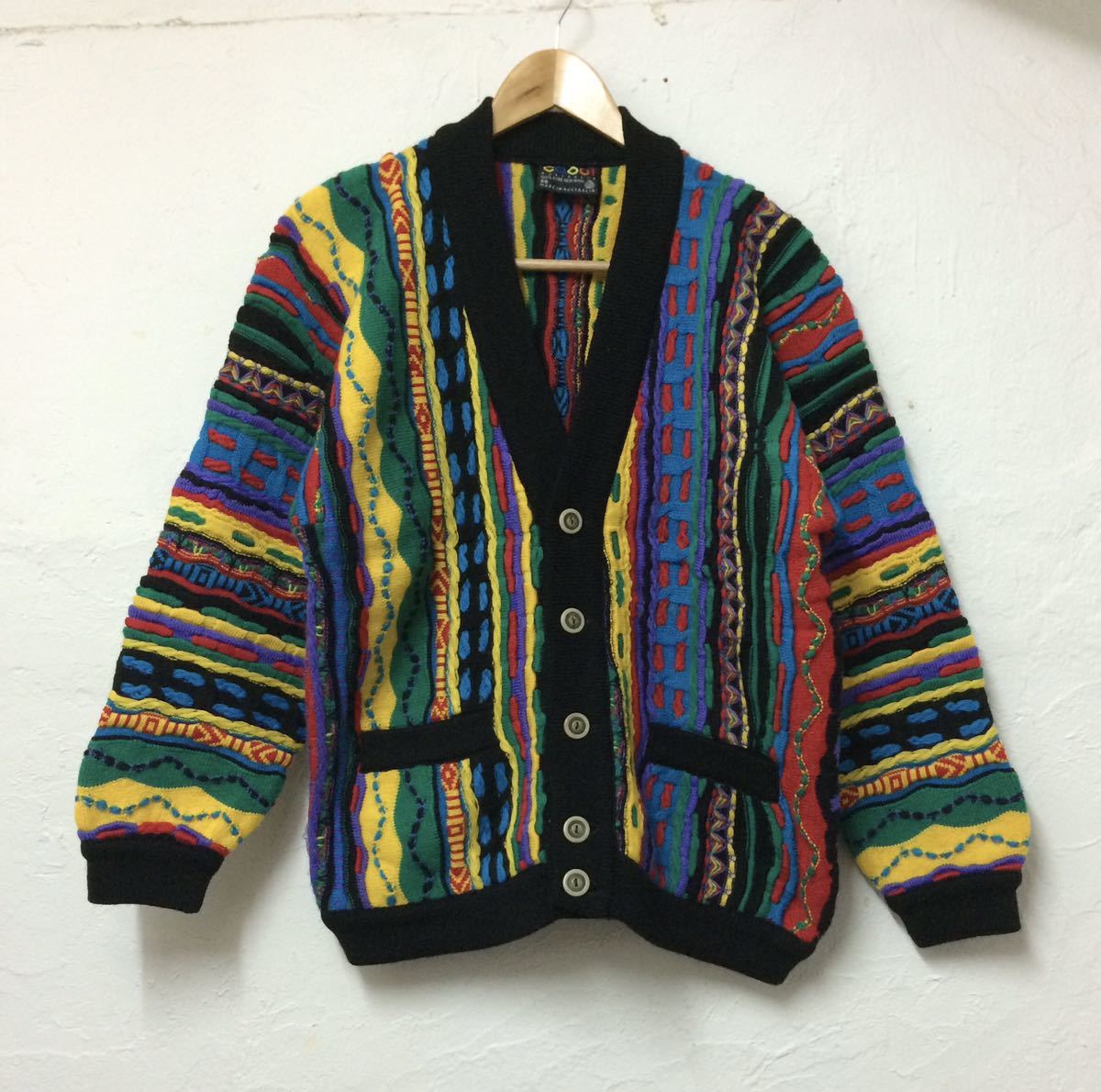 COOGI クージー　3Dニットカーディガン　L オーストラリア製 COOGI クージー 90s オーストラリア製 オールド 長袖 3D ニット