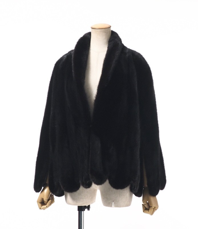 GM5068△*ダークミンク*最高級毛皮*リアルファー*裾スカラップ*逆毛ミンク/ヘアアップ*ポンチョコート*ファージャケット*M-L相当
