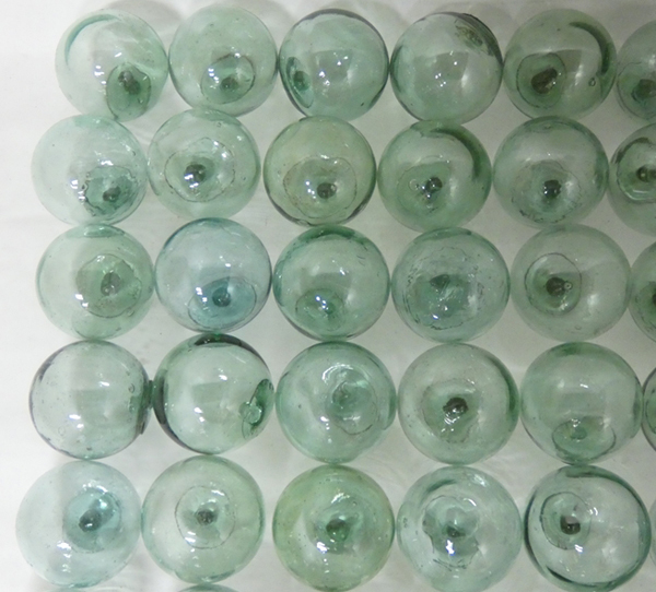 □浮き玉 ガラス玉 直径5.5cm 100個セット No.24 気泡 刻印 川口