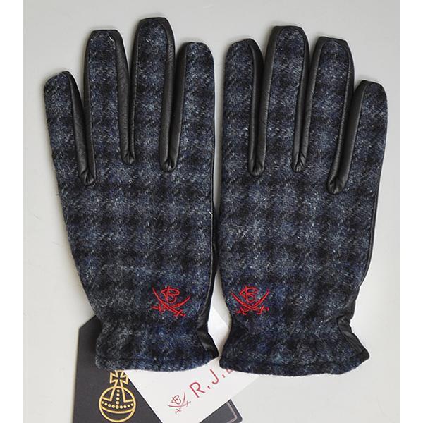 【新品未使用】フラットヘッド RJB GV108 ハリスツイード グローブ 2 ブラック／ブルー #GZ10091_GV108
