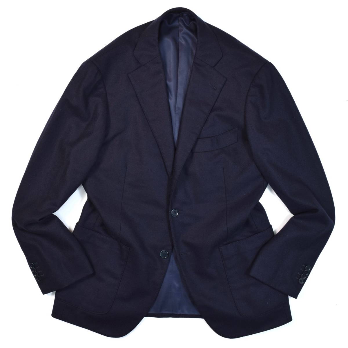 日本の匠リングヂャケット謹製◎!!! SHIPS ×【伊】カノニコ社製「TRAVELER」 贅沢極まるフランネルウール 秋冬 ネイビー ジャケット 44 S