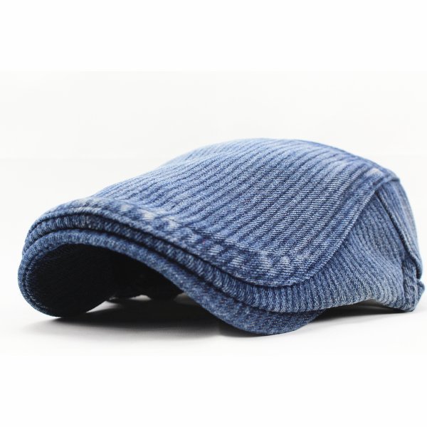 ハンチング帽子 ストライプ柄 デニム 裏起毛 綿キャップ 56cm~59cm メンズ ・レディース BL 秋冬 HC183-2