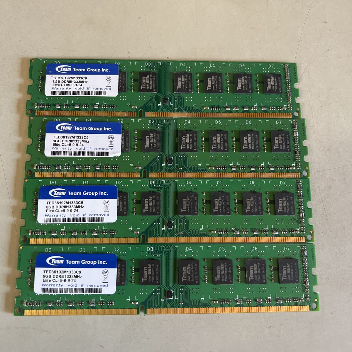Team E-LEC DDR3 8GB×4枚セット Team チーム TED38192M1333C9 4枚セット8GB DDR3 1333Mhz 動作未確認