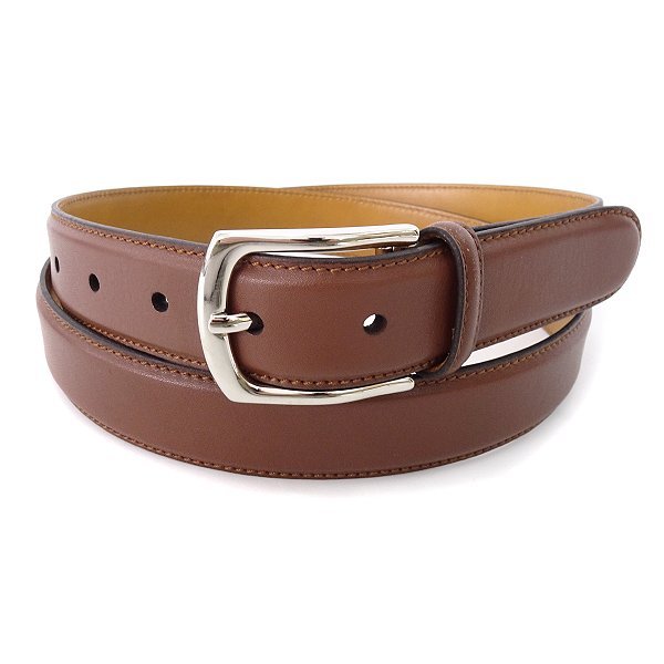 新品 YANKO ヤンコ スペイン製 老舗 牛革 スムース レザー ベルト ② 茶 【K22992】 メンズ カット可 ロング 本革 天然 皮革 ビジネス
