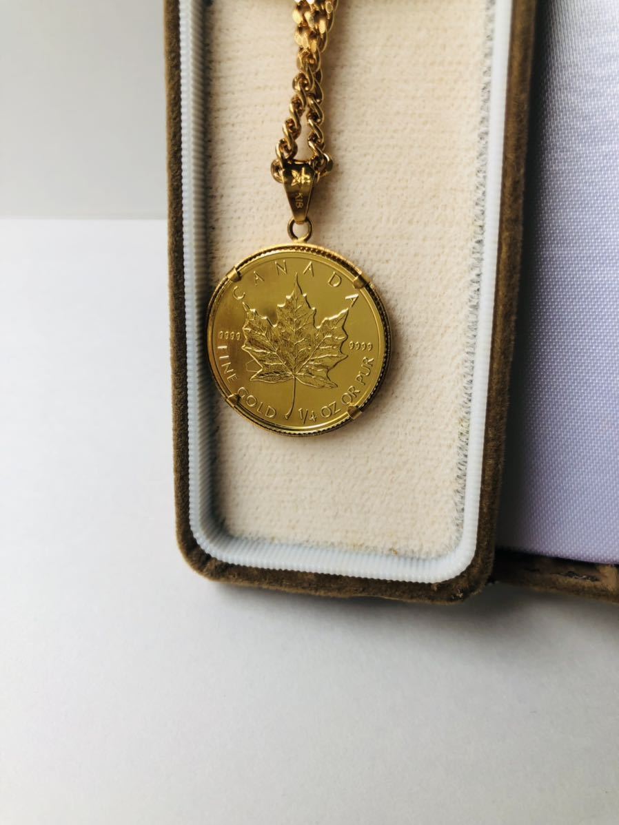 楽天ランキング1位／ 純金 カナダ メイプルリーフ カナダ メイプルリーフ ◇金貨 1/4oz ネックレス