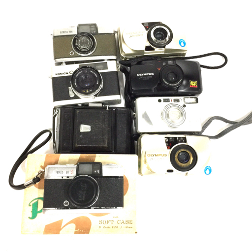 1円 OLYMPUS μ ZOOM 115 FUJIFILM Silvi 1300 KONICA C35 含む フィルムカメラ まとめセット C6202-2