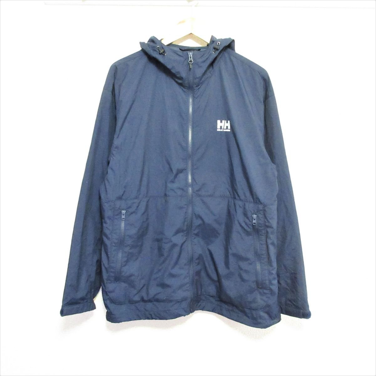 美品 HELLY HANSEN ヘリーハンセン フード付き ロゴ刺繍 ナイロン 