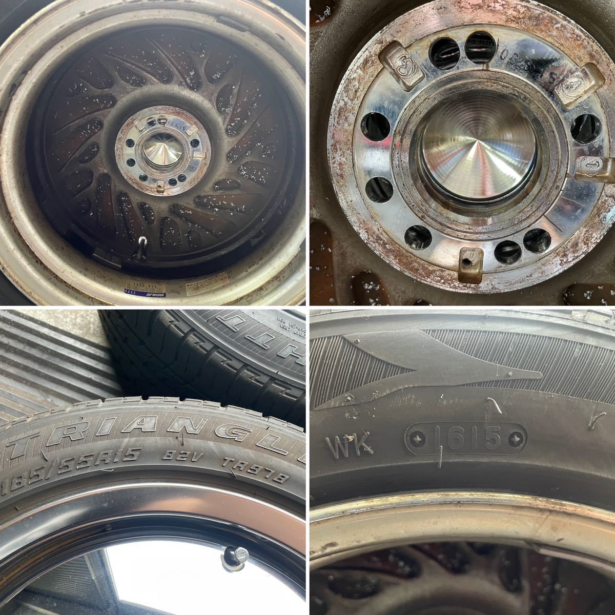 WORK レッドスレッド 15インチ 4・5穴マルチ PCD100 6.5j +50 タイヤ 