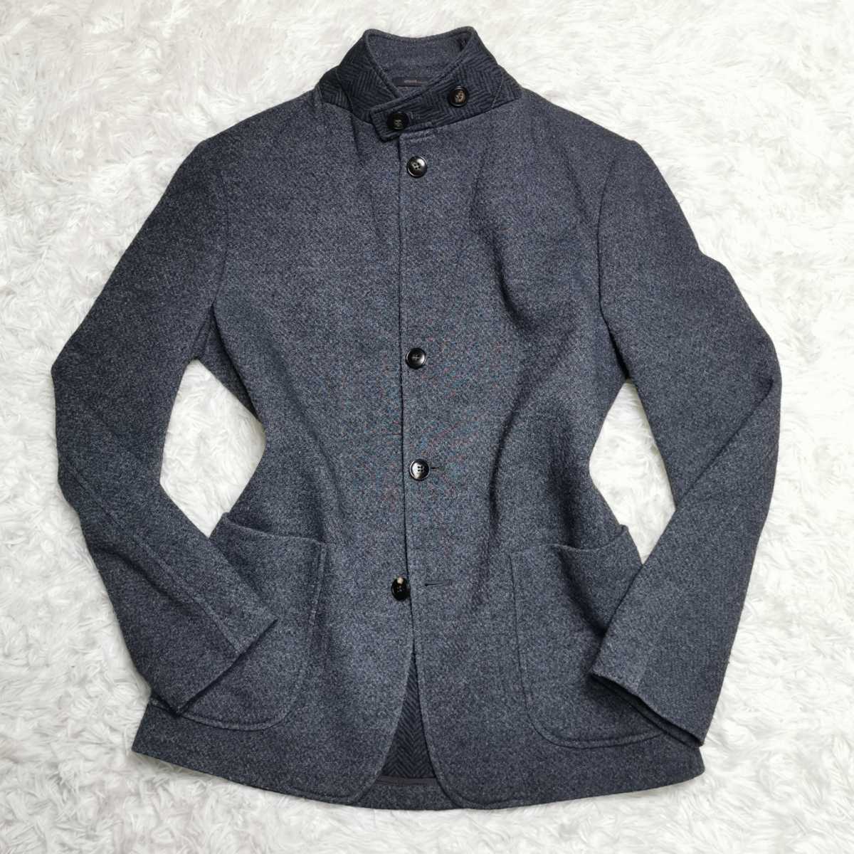 GIRGIO ARMANI ニット ストレッチ 幾何学模様 テーラードジャケット アルマーニコレッツォーニ【溢れる高級感】ARMANI COLLEZIONI