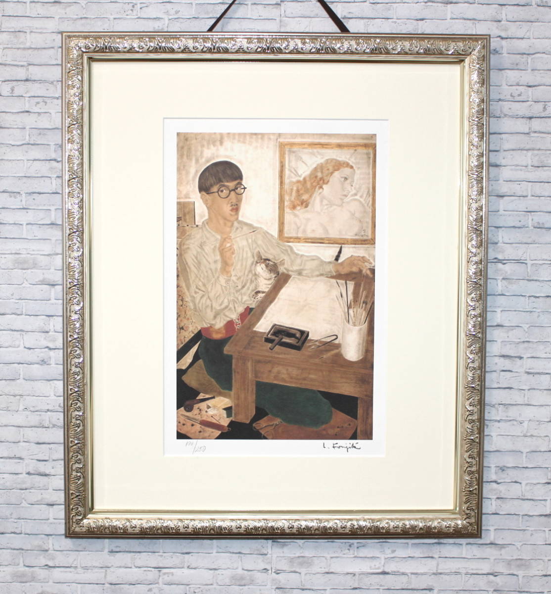 藤田嗣治 エスタンプリトグラフ 自画像 250部限定 藤田嗣治 250部限定