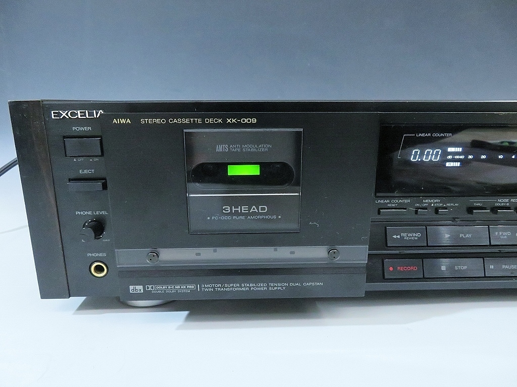 F:AIWA/XK-009/ステレオカセットデッキ/サイドカバーリモコン付 AIWA