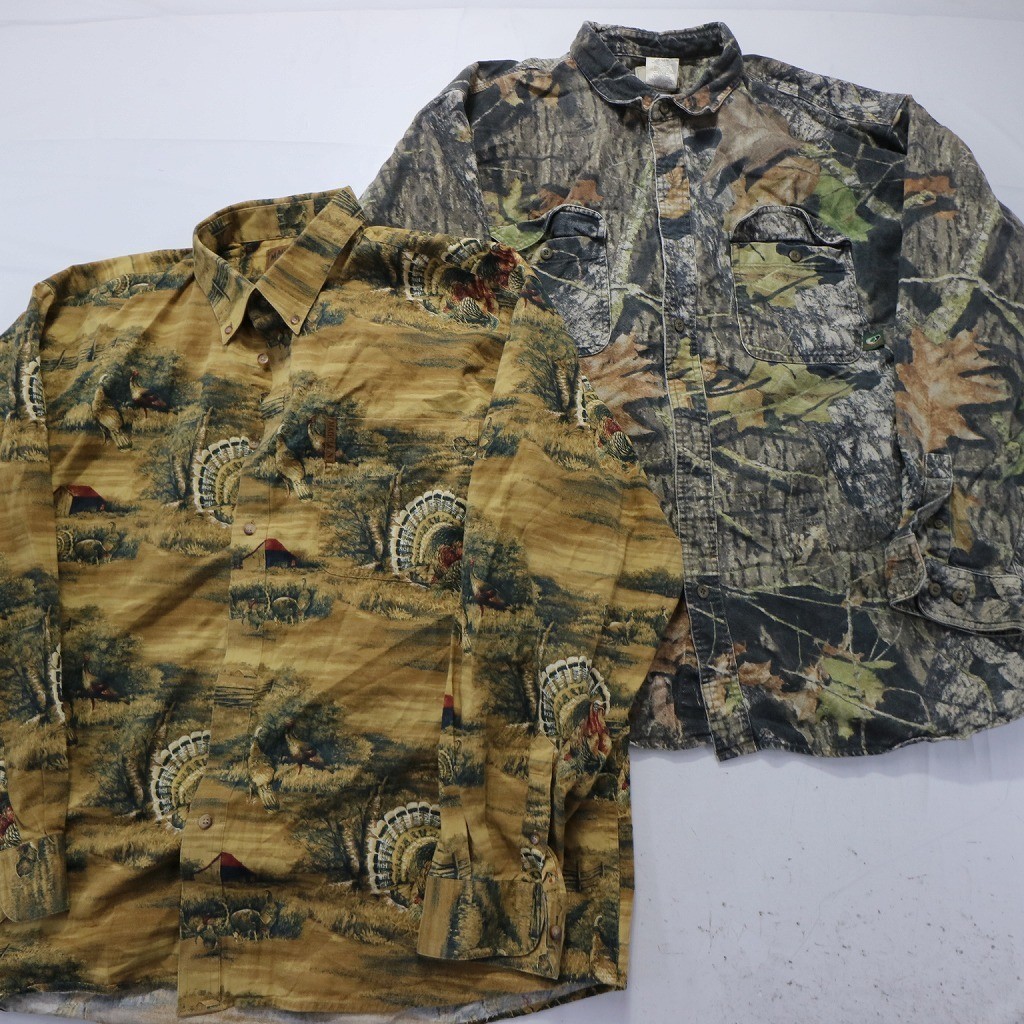 ◎総柄 長袖シャツ set デザイン系 カモフラ 他 (メンズ2XL) 8枚セット