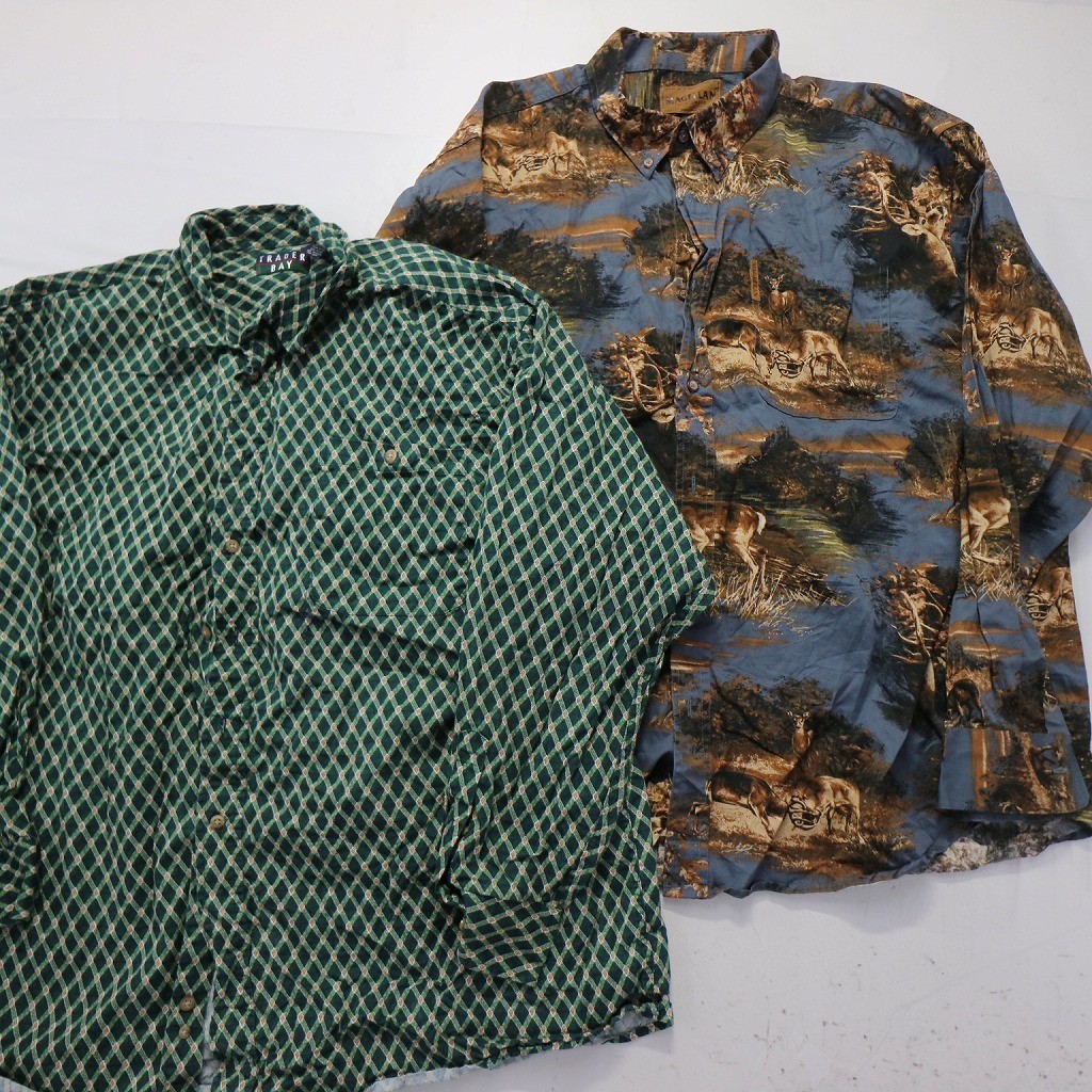 ◎総柄 長袖シャツ set デザイン系 カモフラ 他 (メンズ2XL) 8枚セット