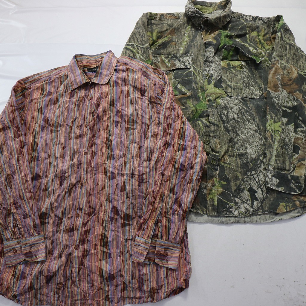 ◎総柄 長袖シャツ set デザイン系 カモフラ 他 (メンズ2XL) 8枚セット