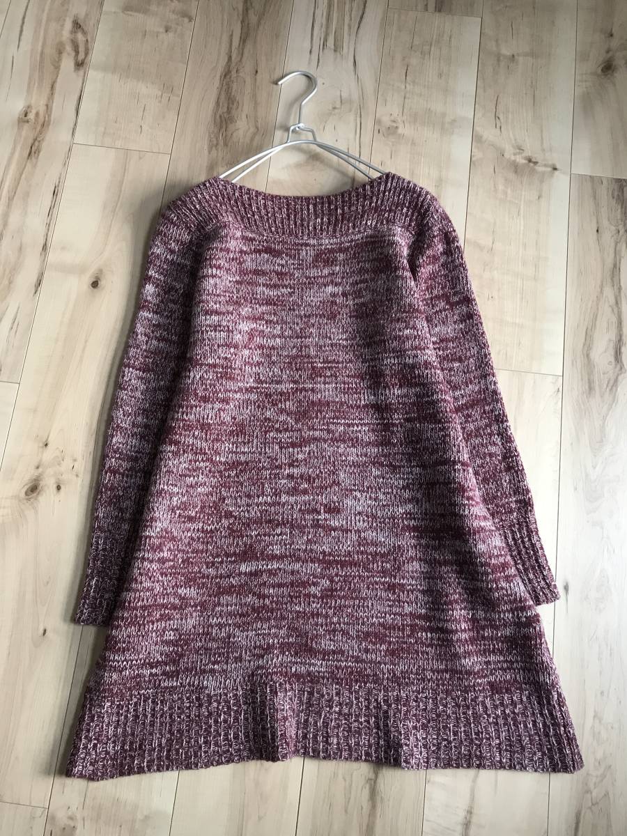 オンワード樫山　23区　サイズ40　☆　羊毛・カシミヤミックス　ワイン系霜降り　ロングニット　ニットチュニック