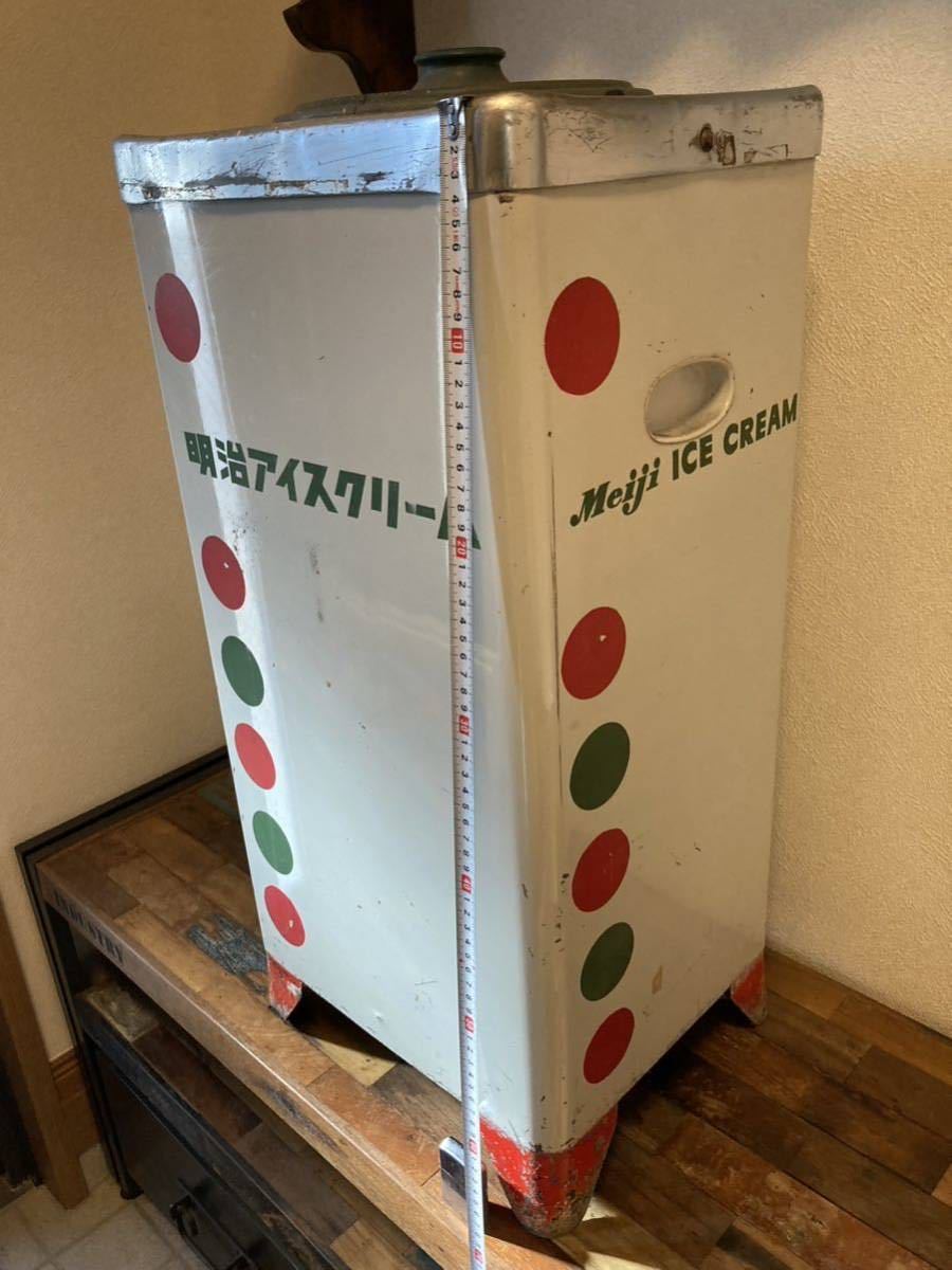 昭和レトロ アイスクリームボックス 63cm × 44cm 深さ 38cm 昭和30年代 明治アイスクリームボックス 昭和レトロ 当時物 非売品 並