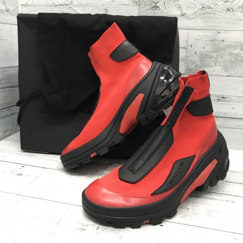 １０１７ ａｌｙｘ ９ｓｍ アリクス ニットブーツ 赤 レッド サイズ４３ 靴/208