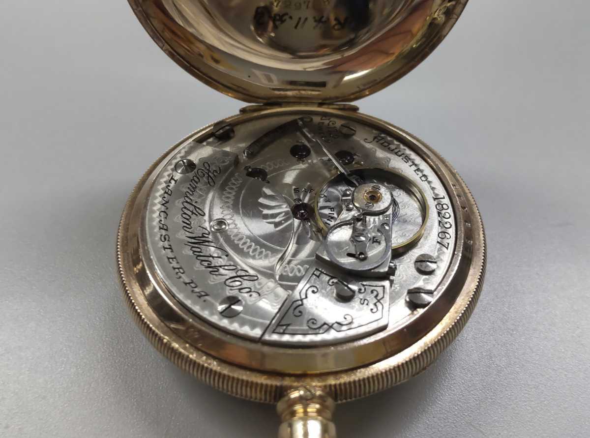 1890年代 希少 Hamilton.ハミルトン 出テンプ 剣引き 手巻き 懐中時計 
