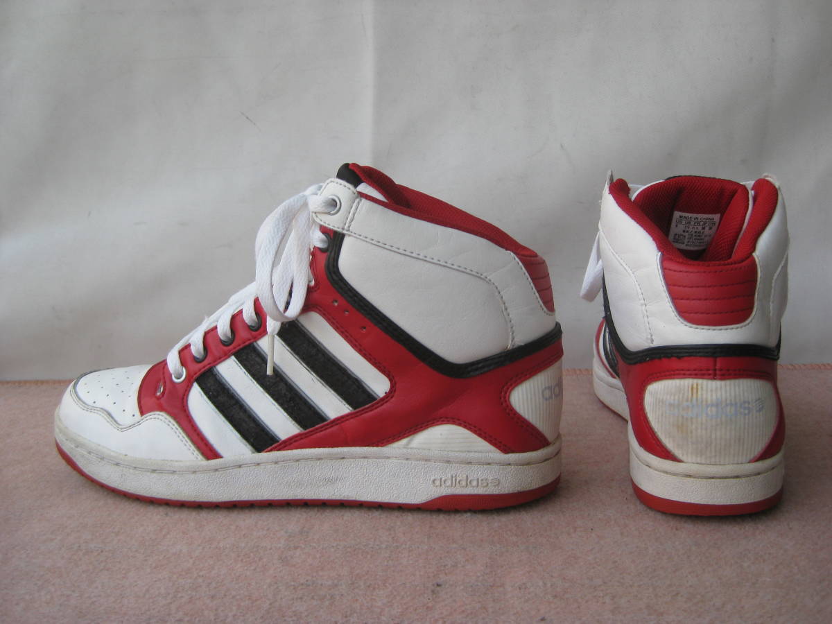 ☆adidas U45963 ハイカットスニーカー 白 赤 黒 26.0cm 美品(26.0 