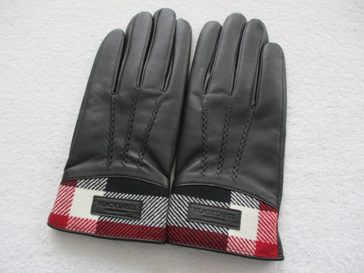 未使用★BLACK LABEL CRESTBRIDGE*ブラックレーベル クレストブリッジ★黒革チェック手袋