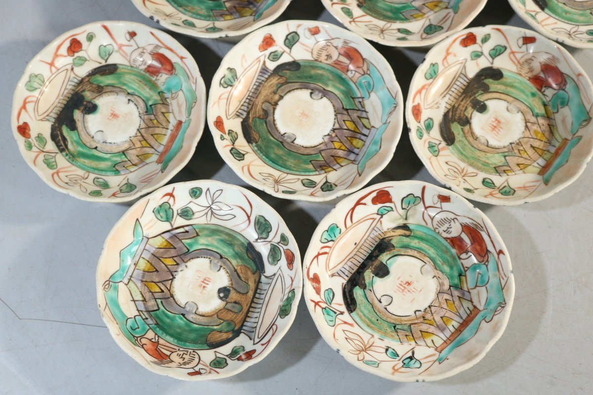 T972 伊万里色絵手塩皿10枚/アンティーク/古道具/和骨董/小皿