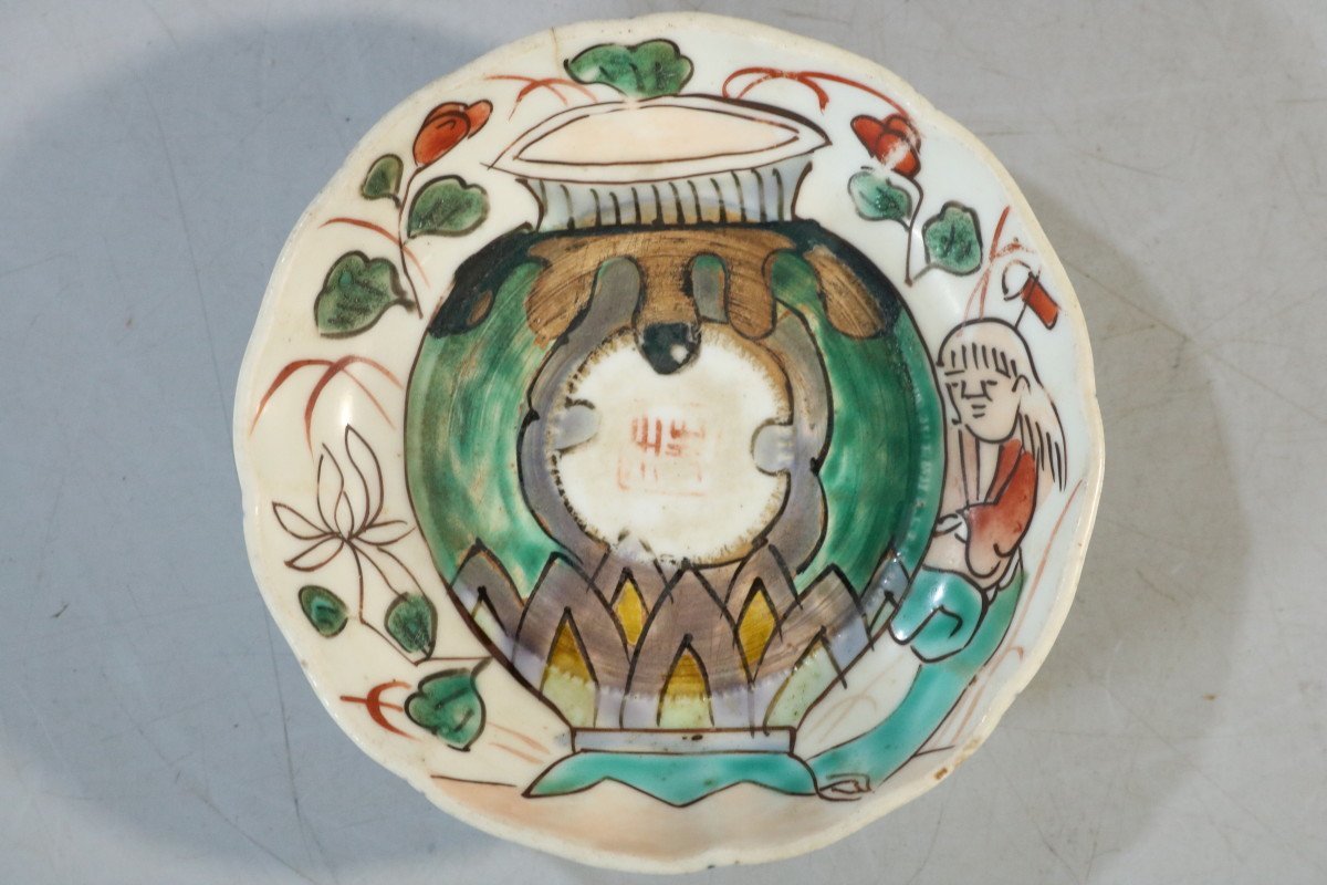 T972 伊万里色絵手塩皿10枚/アンティーク/古道具/和骨董/小皿