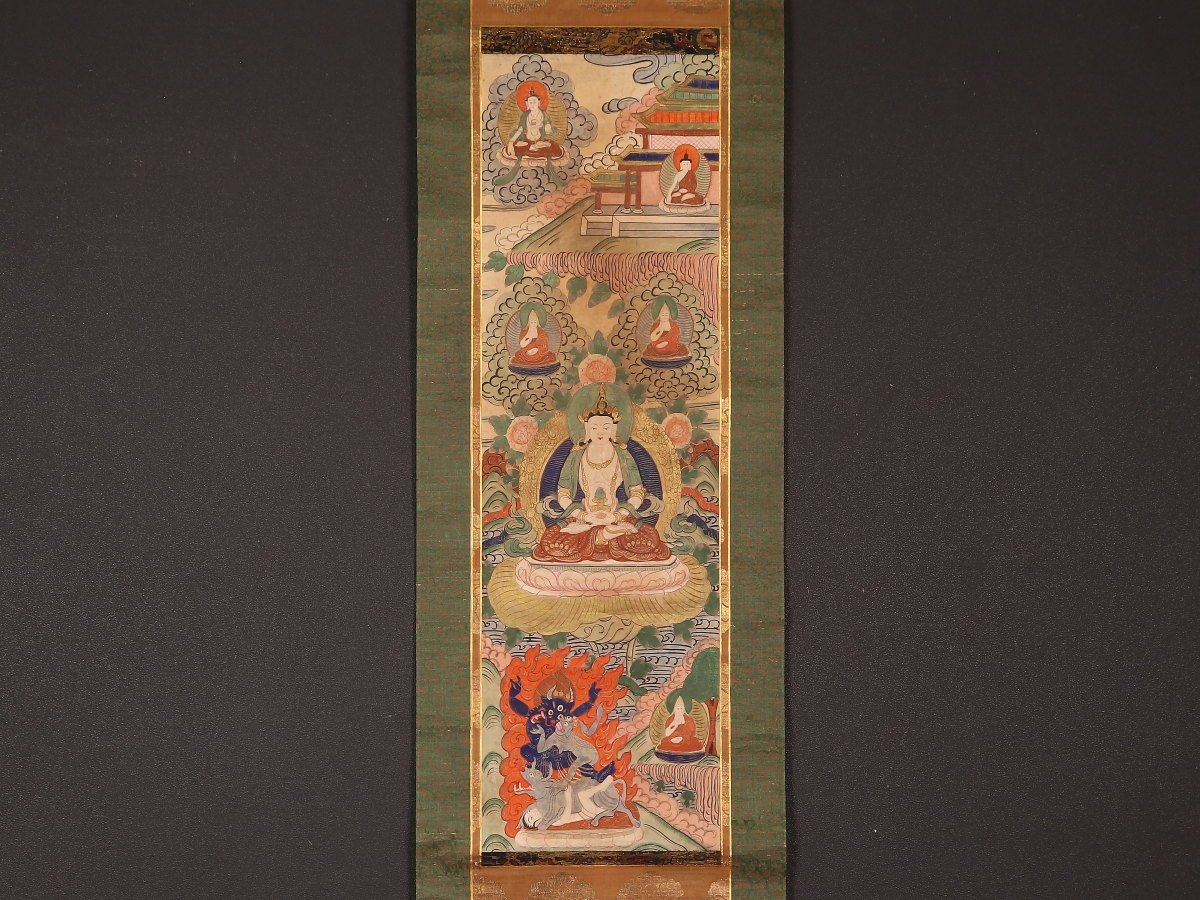 1円開始】【伝来】us8929 珍品 仏画 阿弥陀図 インド神話 ヒンドゥー教
