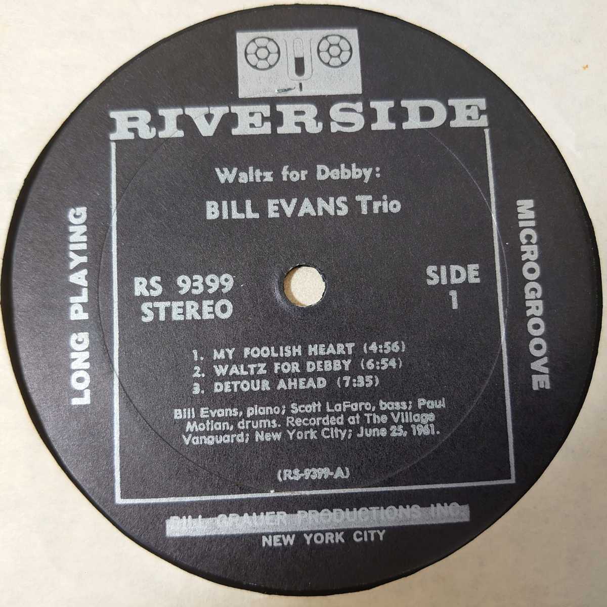 LP○Bill Evans Trio/Waltz for Debby［RIVERSIDE/RS 9399A&B/STEREO