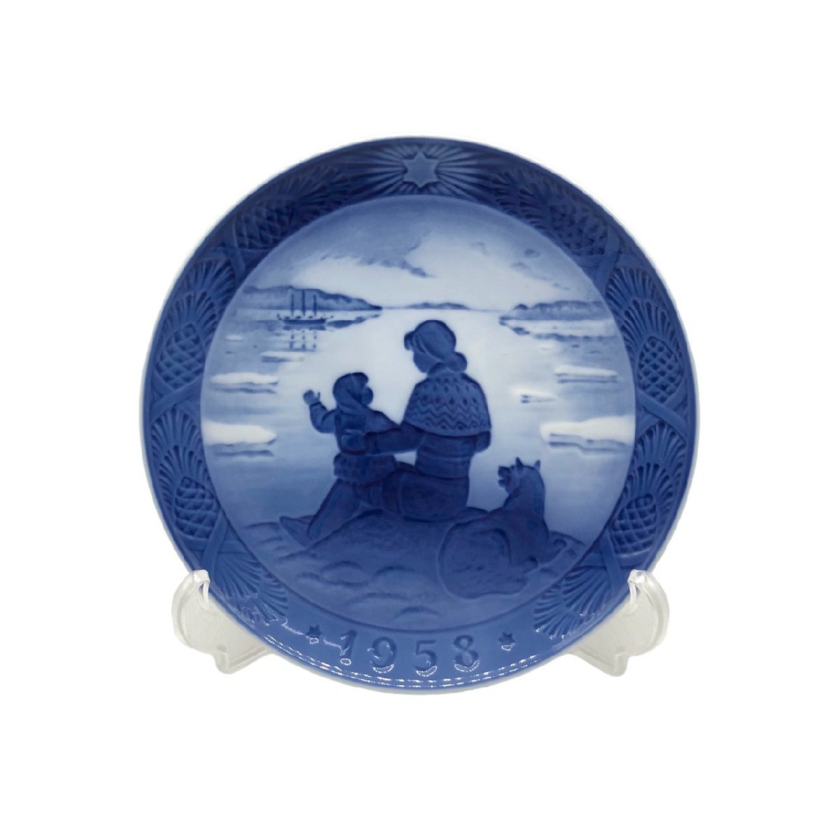 美品 ロイヤルコペンハーゲン ROYAL COPENHAGEN 1958 グリーンランドの陽射し イヤープレート 約18.2cm アンティーク コレクション