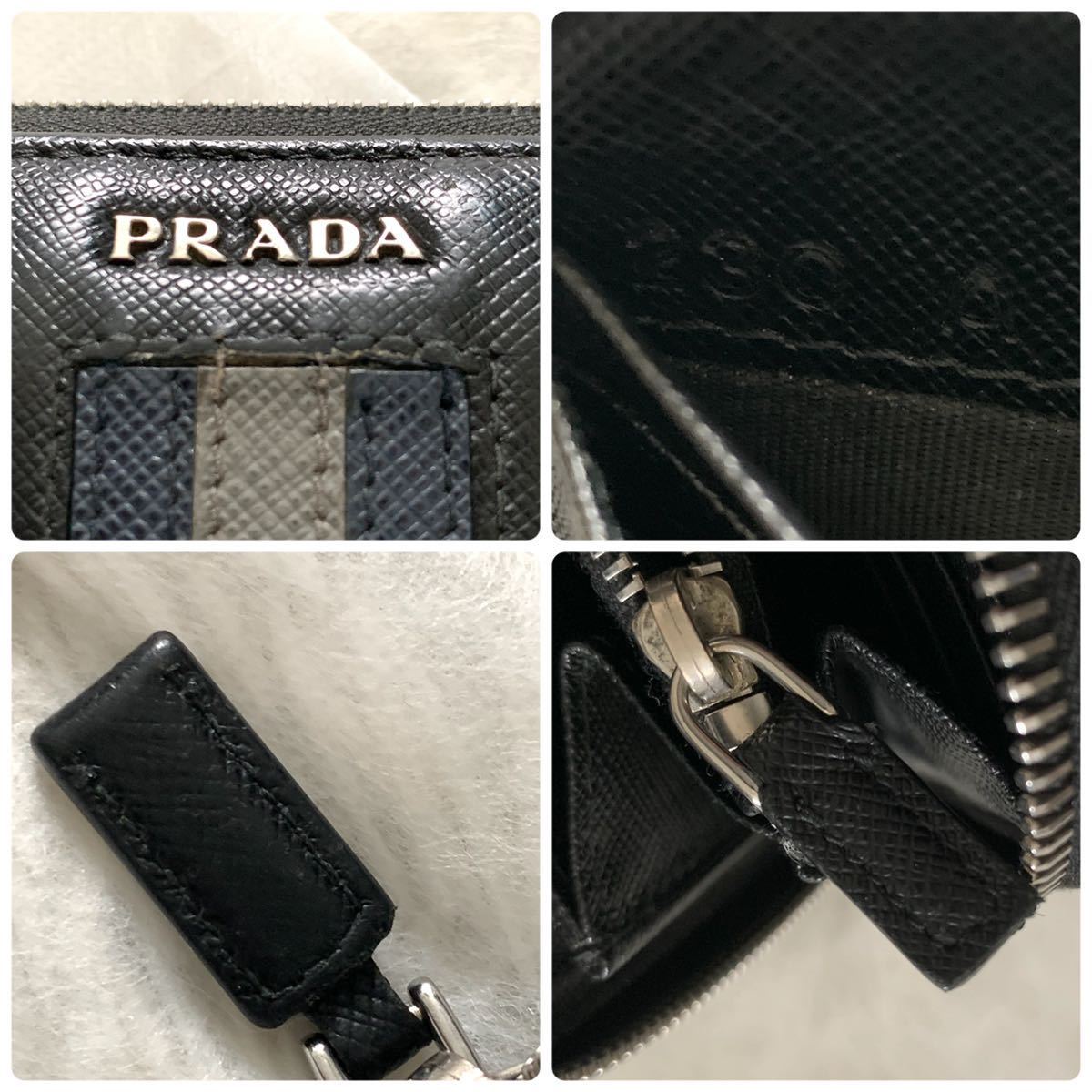 美品☆希少デザイン】プラダ PRADA ラウンドファスナー長財布
