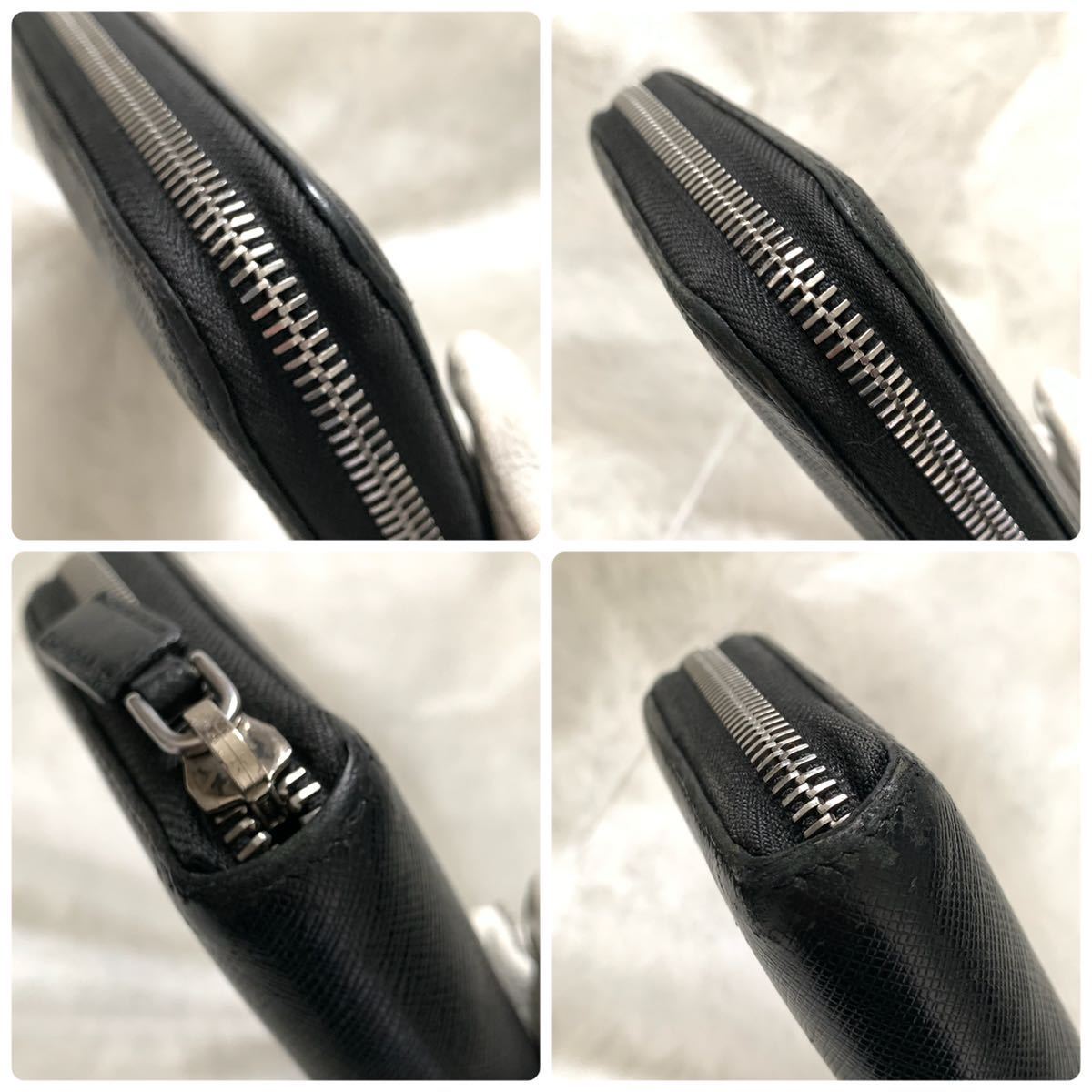 希少✨プラダ 長財布 ラウンドファスナー ストライプ サフィアーノ