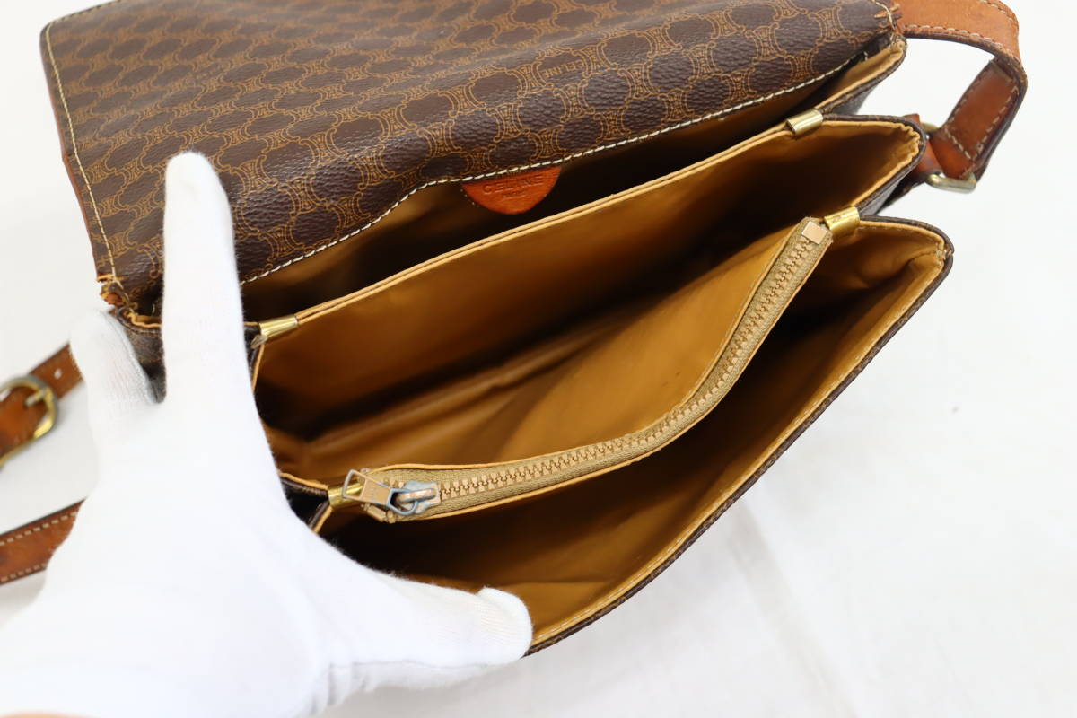 1円 ☆CELINE ヴィンテージ セリーヌ マカダム PVC レザー ショルダー 