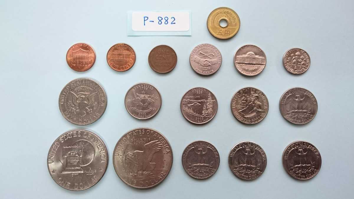 外国コイン アメリカ (Pー882) 1ドル硬貨 50セント硬貨 他お 