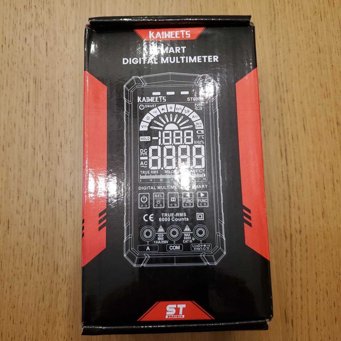 KAIWEETS デジタルテスター 6000カウント マルチメーター 直流/交流電圧 抵抗 導通 電流 静電容量 ダイオード デューティ比 温度 ST600Y