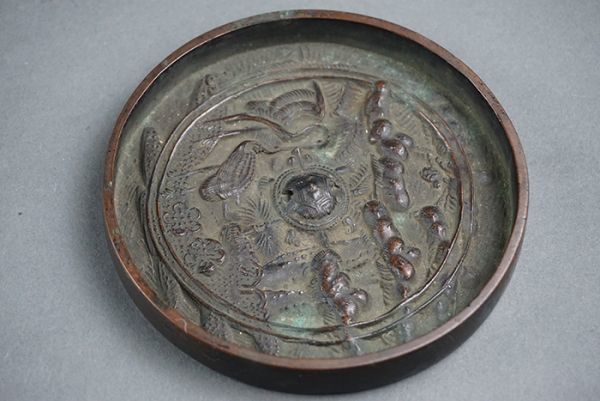 B-478■時代銅鏡　古鏡　鶴亀の図