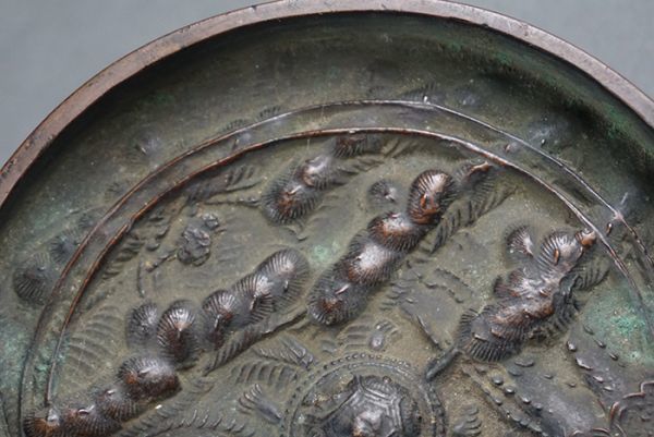 B-478■時代銅鏡　古鏡　鶴亀の図