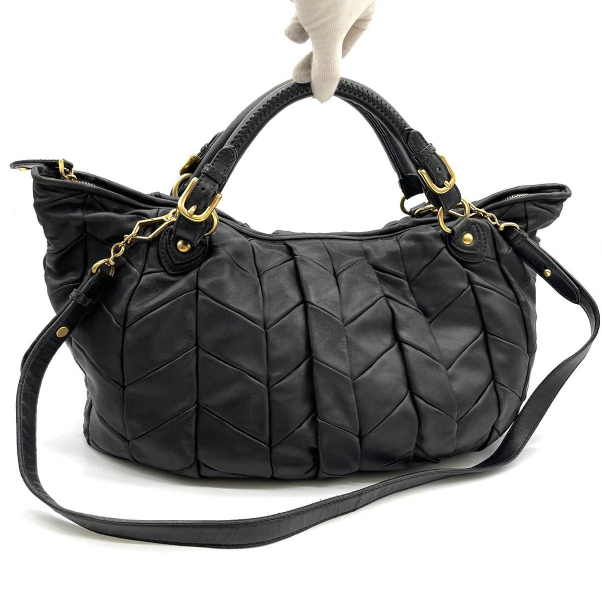 1円 ≪美品≫ ミュウミュウ miumiu 2way ハンドバッグ ショルダー 