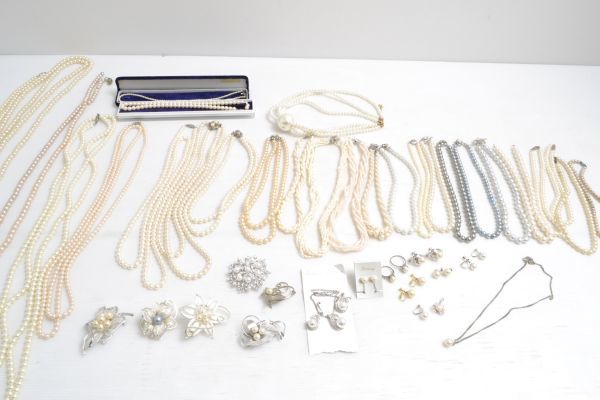 K000V24V//真珠 パール アクセサリー まとめて大量セット 1.6㎏ / ネックレス イヤリング ペンダント リング SILVER