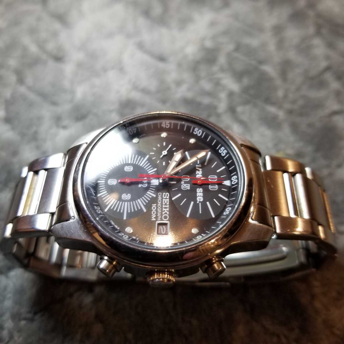 ☆絶版品☆美品☆珍品☆SEIKO パンダ クロノグラフ 7T92‐0BM0 黒×白