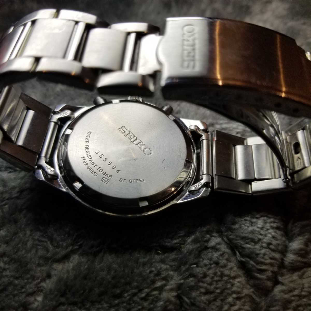 ☆絶版品☆美品☆珍品☆SEIKO パンダ クロノグラフ 7T92‐0BM0 黒×白
