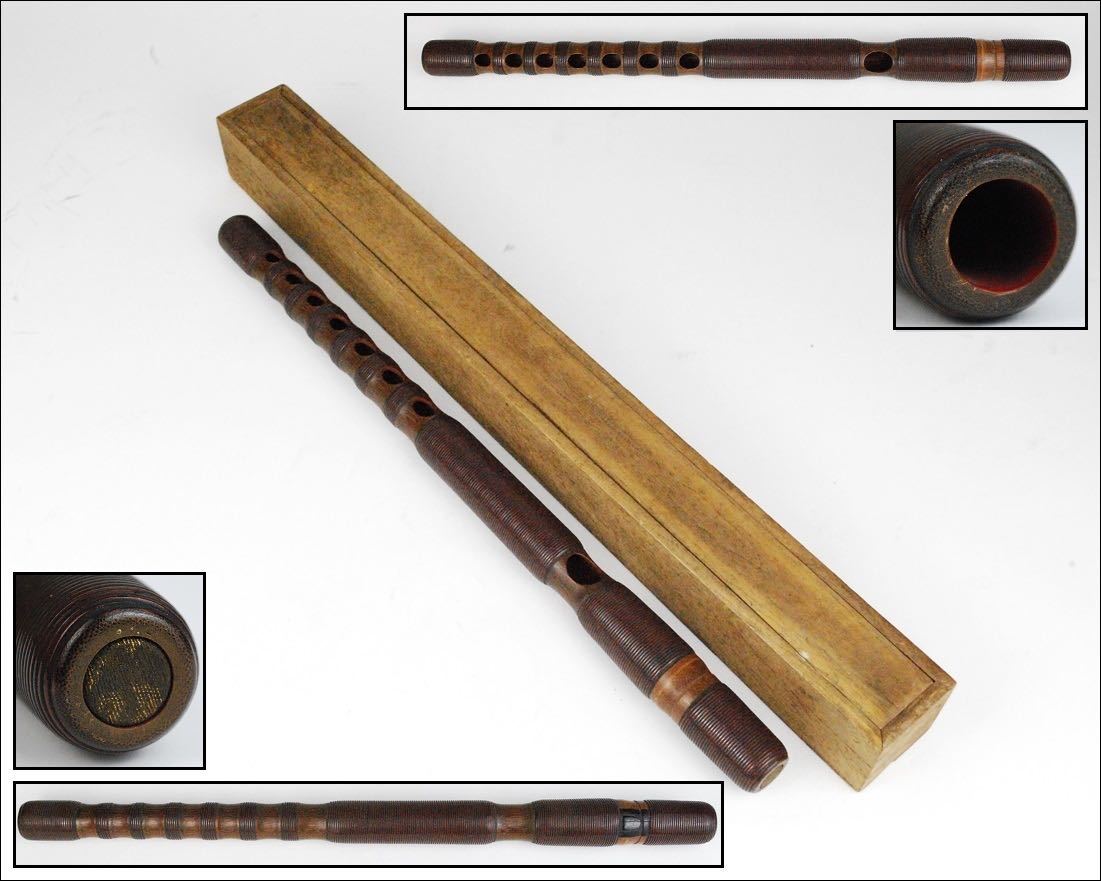 時代 和楽器 煤竹 樺巻 横笛 龍笛 竜笛 40.2cm 管楽器 神楽 雅楽 古