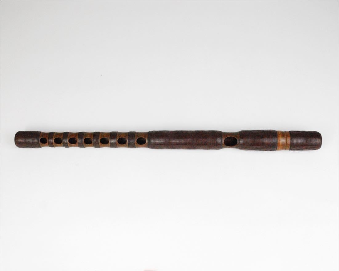 時代 和楽器 煤竹 樺巻 横笛 龍笛 竜笛 40.2cm 管楽器 神楽 雅楽 古
