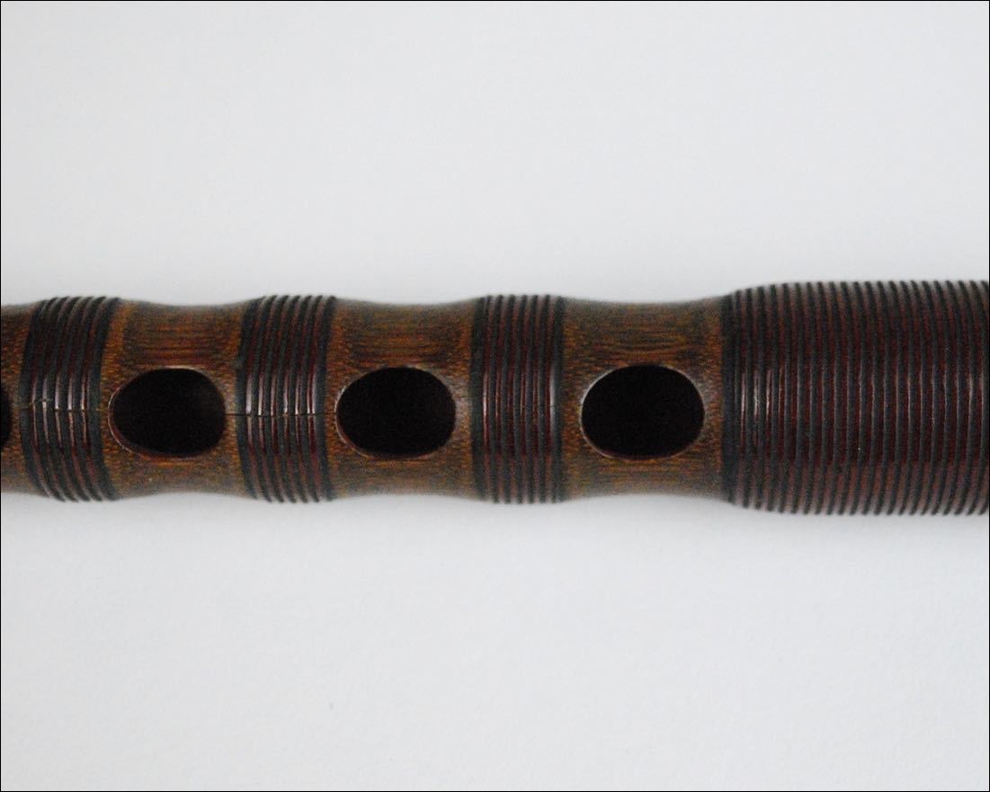 時代 和楽器 煤竹 樺巻 横笛 龍笛 竜笛 40.2cm 管楽器 神楽 雅楽 古