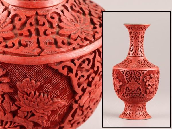 中国古玩 唐物 堆朱 花瓶 時代物 7627 2026年最新Yahoo!オークション