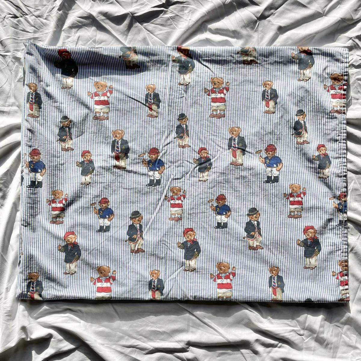 美品 洗濯済み ポロベア フラットベッドシーツ ラルフローレン Ralph